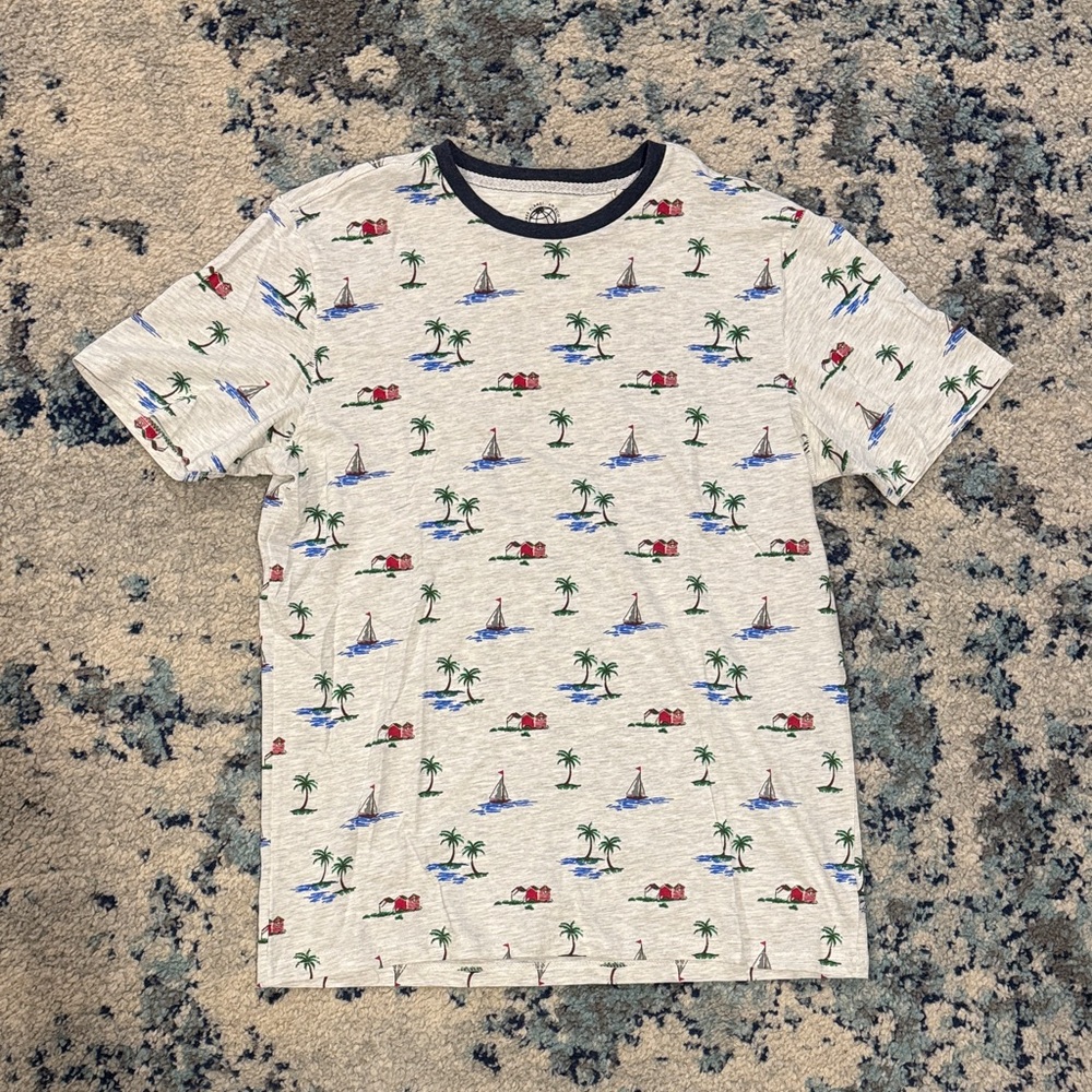 Free Planet Palm and Sailboat Tee - White and Green